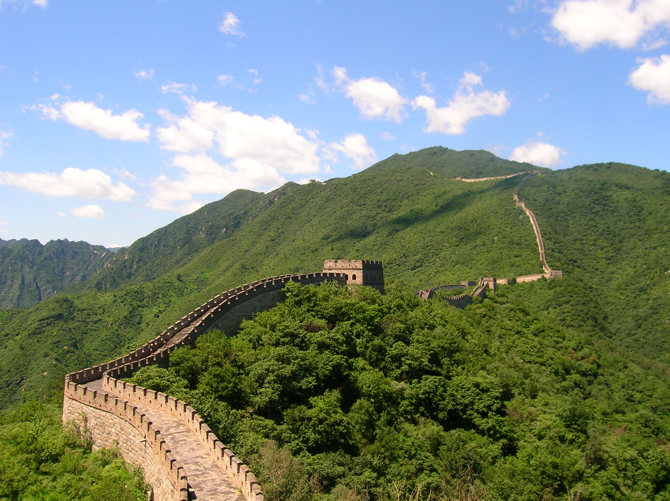 The Great Wall winding across mountain ridges near Beijing